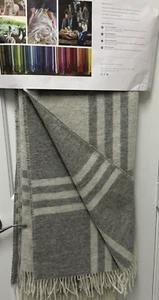Alicia Adams Alpaca Throw Blanket Ivory/Gray Plaid Neutral New 3 available - Picture 1 of 8