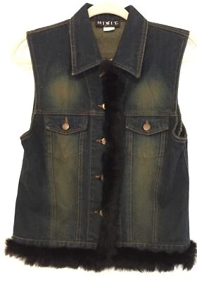 Mixit Women’s Denim Vest Collared Sleeveless Pockets Button Vintage  Size S - Image 1 of 4