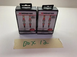 Lot of 2 Monster 8-FT 2.4 M AUDIO 3.5 MM AUXCABLE Gold Contacts HD Audio New Box - Picture 1 of 2