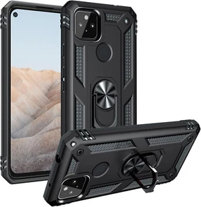 GOOGLE PIXEL 4A COVER NERA + PELLICOLA VETRO TEMPERATO CALAMITA ANELLO CUSTODIA - Picture 1 of 5