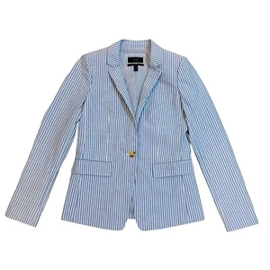 J. Crew Regent Blazer Jacket Size 4 Stripe Blue and White See Details - Picture 1 of 12