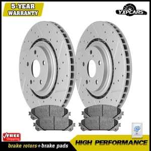 Front Drilled Rotors Ceramic Brake Pads for Toyota Highlander Sienna Lexus RX350 - Foto 1 di 10