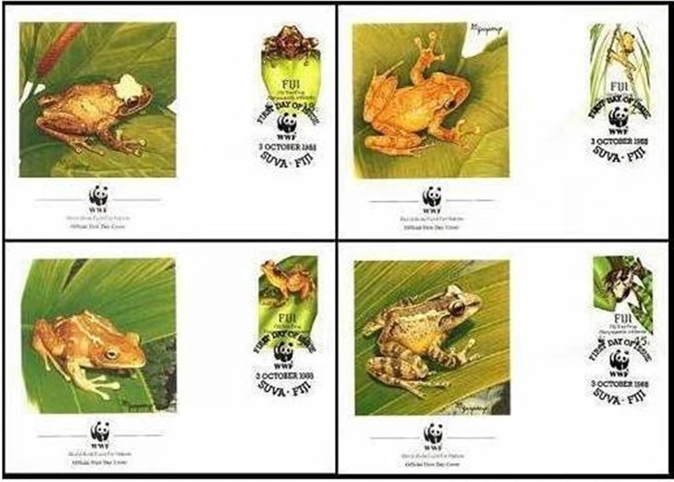 Fiji  1988 ☀ W.W.F. - Fauna Frrogs ☀ 4x FDC - Image 1 of 1