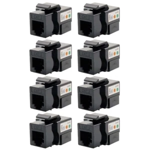 8x Cat3 RJ11 RJ12 Telephone Phone Line Keystone Jack 110 Punch Down 6P6C Black - Afbeelding 1 van 7