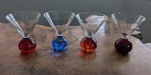Bubble Ball Base Martini Gläser Rubin Blau Bernstein 5" 4er Set - Bild 1 von 12