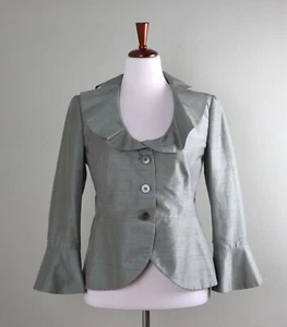 ARMANI COLLEZIONI Le Giorgio $895 Pleated Collar Dupioni Silk Jacket Top Size 10 - Picture 1 of 6