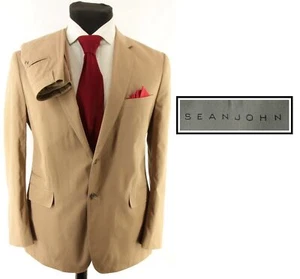 Nuova tuta uomo Sean John beige hacking 100% cotone piatto davanti taglia 44L / 36W =XL - Foto 1 di 11