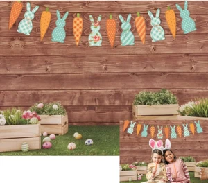 Happy Easter Backdrop Spring Rabbit Carrot Green Grass Eggs Baby Shower Backdrop - Picture 1 of 12