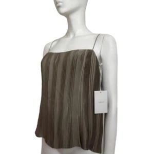 Dion Lee Pleated Satin Stripe Pleat Cami in Taupe Size: 12 - Picture 1 of 5