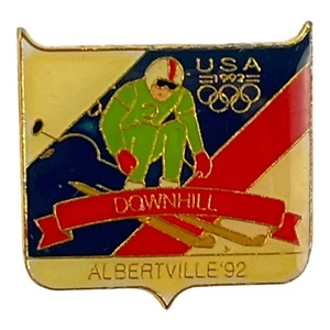 Albertville Olympics 1992 Lapel Hat Pin Team USA Downhill Ski Skiing Event - Picture 1 of 8