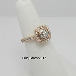 1/2CT Natural Diamond Halo Frame Engagement Wedding Ring Bridal 14K Rose Gold - Picture 1 of 14