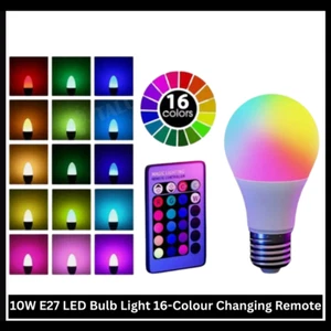 10W E27 LED Bulb Light 16-Colour Changing Remote Control RGB Globe Color Lamp AU - Picture 1 of 7