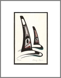ORCAS : KILLER WHALES by Tsimshian Gitksan Danny Dennis - 11" x 14" Matted print - Picture 1 of 2