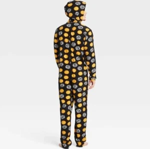 Dragon Ball Z Printed One Piece Zip Up Pajamas Black/Orange Adult Size L - Picture 1 of 4