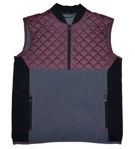 Men's GREYSON Burgundy Quilted & Gray Stretch Pull-Over Athletic Vest MEDIUM - Picture 1 of 8