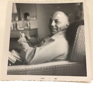 Smirking Man Handsome Bald Gay Interest Booze Vintage Photo Snapshot 1965 - Picture 1 of 1