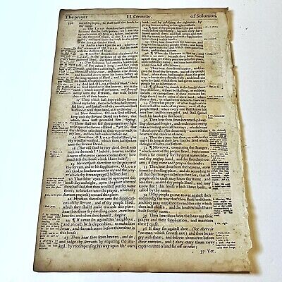 Antique 1679 KJV Bible Leaf Folio On Paper - Christian Relic — Book 1 Chronicles • 92.28$