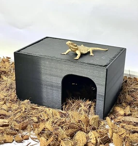 Reptile Slate Hide Real Stone Basking Enclosure Bearded Dragon Cave Accessories - Picture 1 of 11