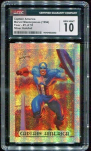 1994 Marvel Masterpieces #1 Captain America Silver Holofoil CGC 10 Gem Mint MCU - Picture 1 of 4