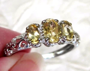 Citrin Dreistein Filigran Ring / Größe 5 / 925 Sterling Silber / 0,9 ct - Bild 1 von 5