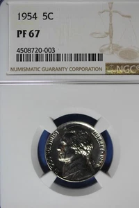1954 NGC 5C PF67 JEFFERSON NICKEL #B50476 - Picture 1 of 2