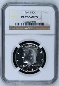 1969-S Kennedy Half Dollar Coin NGC graded PF 67 CAMEO - Picture 1 of 2
