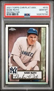 Babe Ruth 2021 Topps Platinum Anniversary #615 "Refractor" - PSA 10 - GEM MINT - Bild 1 von 2
