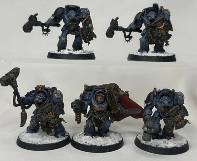 Warhammer 40k Wolf Guard Space Wolves Terminator Squad With Wolves Pro Painted - Image 1 of 4