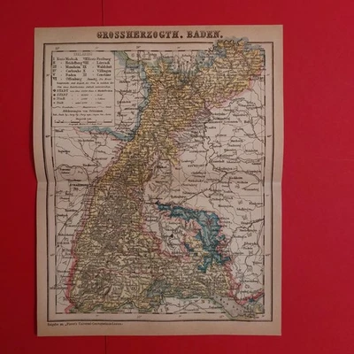 Orig.(1875)Lithographie Landkarte Grossherzogtum  Baden  - Bild 1 von 4