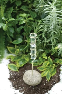 Brass Spiral Rain Gauge with River Stone Base - Picture 1 of 1