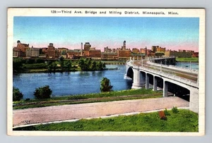 Minneapolis, MN-Minnesota, Third Ave Bridge Milling, Vintage Souvenir Postkarte - Bild 1 von 2