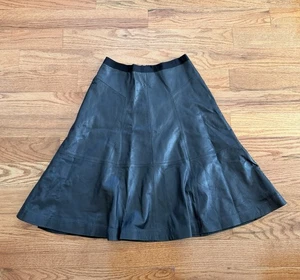 Gonna patchwork vintage Classiques intera donna morbida pelle nera aderente e svasata taglia 4 - Foto 1 di 11