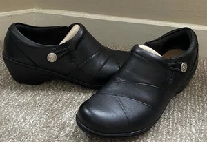 Clarks Collection Channing Ann Black Leather Bootie Clogs - 6.5 - NWOB - Picture 1 of 10
