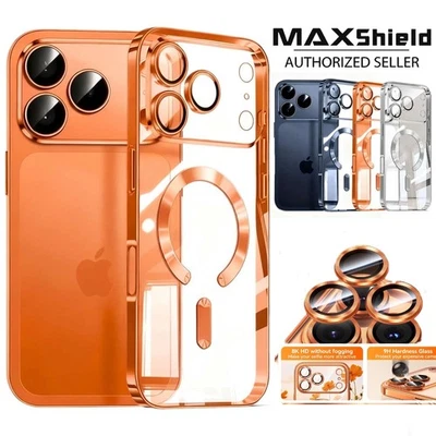 For iPhone 17 16 15 14 13 Pro Max Clear Magsafe Shockproof Plating Case Cover