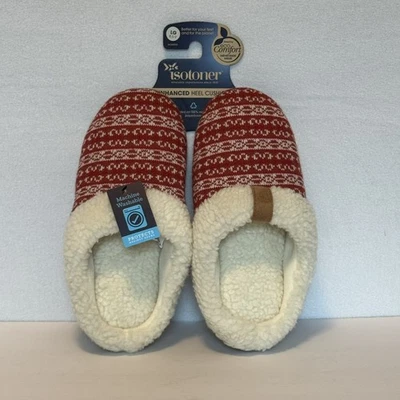 NWT Isotoner Enhanced Heel Women’ Slippers Slip On Faux Fur Cushion Large 8.5-9 - Image 1 of 4