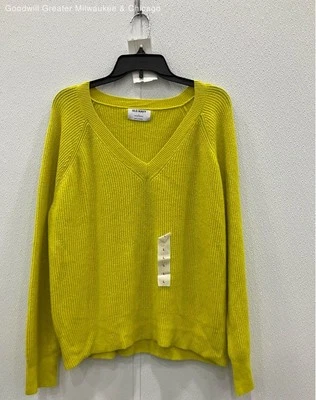 Old Navy Womens Yellow Solid Deep Vee Neck Long Sleeve Sweater Large Pullover - Image 1 of 4