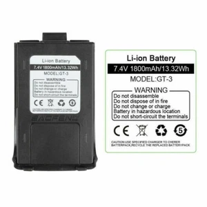 Baofeng GT-3 Li-ion Battery 1800mAh for GT3 GT3TP Radio Rechargeable Accessory - Picture 1 of 12