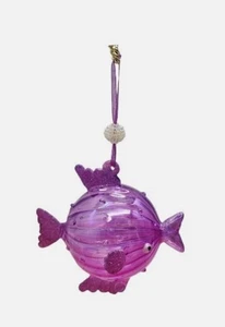 Adorno de pez beso tropical de vidrio soplado a mano púrpura/rosa *NUEVO* - Imagen 1 de 4