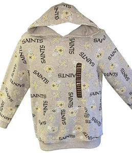 NFL New Orleans Saints Grey Patterned Hoodie Sweatshirt Youth XL 14-16 NWT - Picture 1 of 4