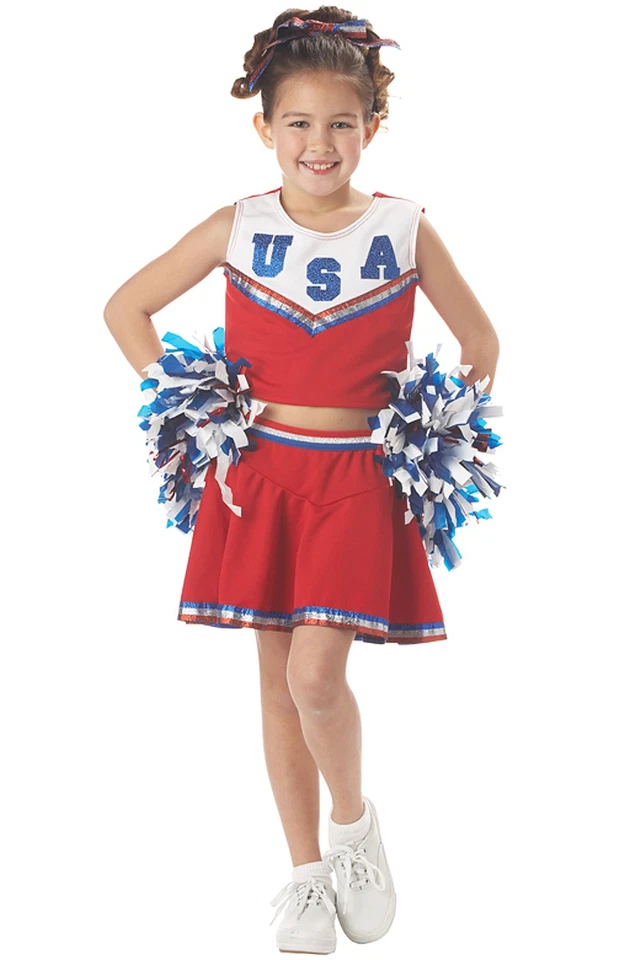 USA Child Girls Patriotic Cheerleader Dress Up Costume - Image 1 of 1