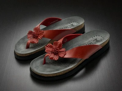 MEPHISTO 149 美元皮革紫罗兰花凉鞋红色 42 码 US 12 — 第 1/4 张图片