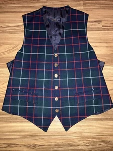 Chaleco Chaleco De Colección Brooks Brothers Makers Azul Verde Rojo Tartán Lana a Cuadros Mediano - Imagen 1 de 8