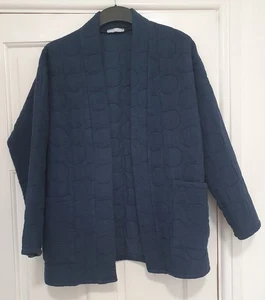 Hecho en Italia Talla 14 16 Azul Marino Círculo Patrón Manchado 3/4 Acolchado Chaqueta Top! - Imagen 1 de 4