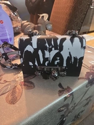 Alexander McQueen Jewel Skull Knuckle Satchel Chain Bag Graffiti - Image 1 of 4