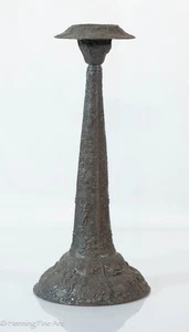 Hermoso candelabro antiguo cubierto en relieve holandés paisaje y figuras 12,5" - Imagen 1 de 10