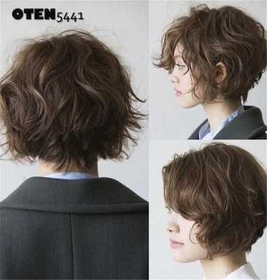 Perucas femininas de cabelo humano ondulado bob curto 12 polegadas penteados naturais grátis para mulheres - Imagem 1 de 4