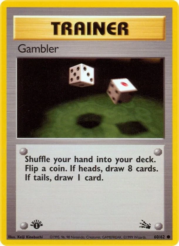 Gambler - 60/62 - Fossil - Pokemon TCG - LP - 1st Edition - Image 1 of 1