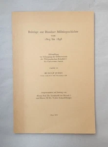 Beiträge zur Bündner Militärgeschichte von 1803 bis 1848 (Dissertation). Jenny, - Picture 1 of 1