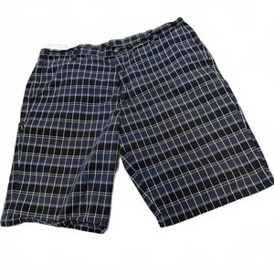 Vintage Dickies Plaid Shorts Mens 38 Blue Checkered Flat Front Skate - Picture 1 of 7