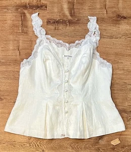 Anthropologie X REFORMATION Josefina White Linen Lace Top - size 12 NWT - Picture 1 of 5